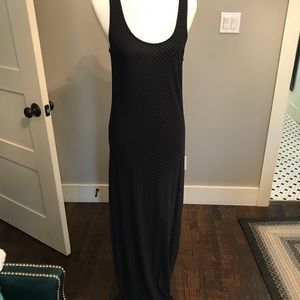 Sleeveless Maxi dress Navy and thin white stripe